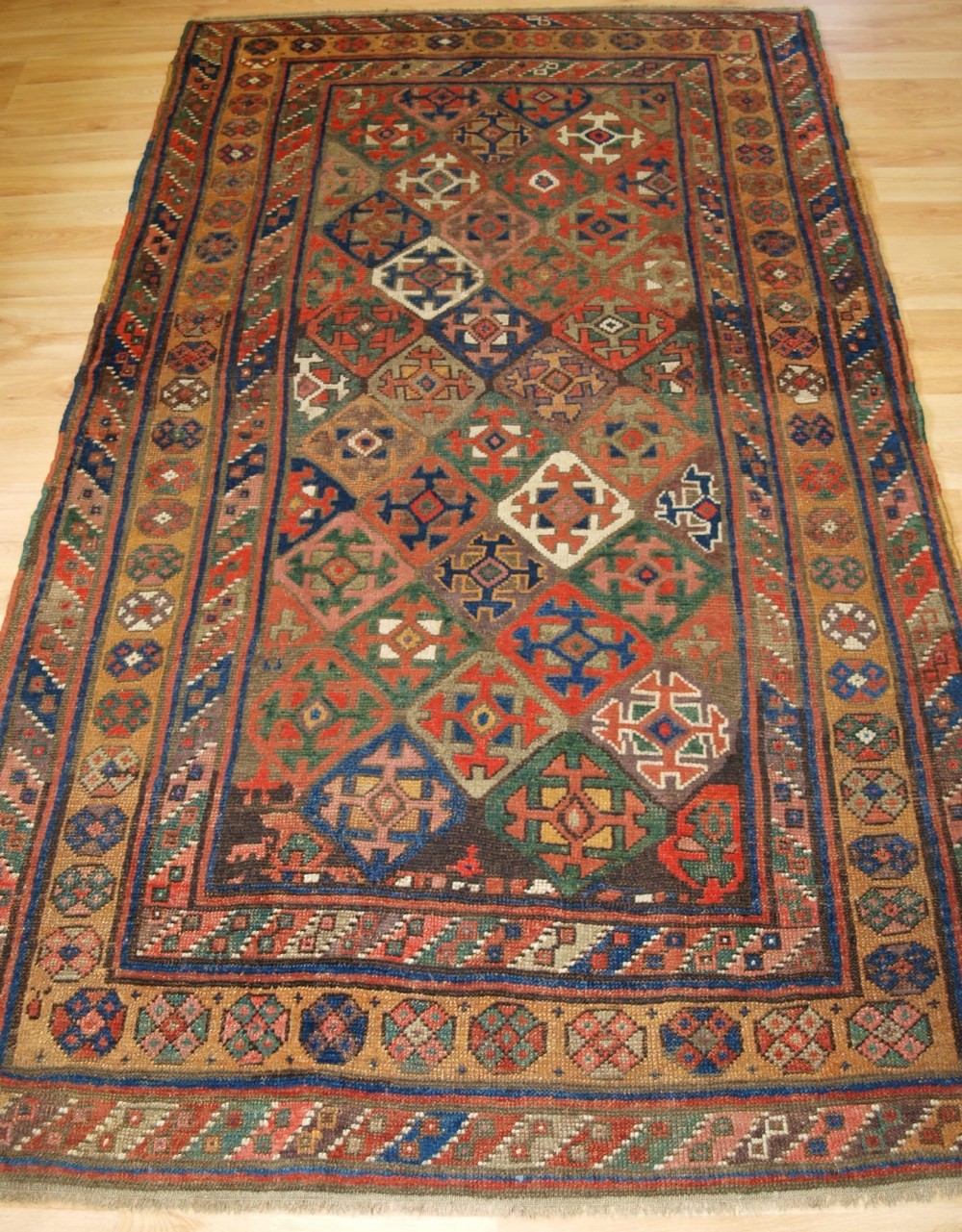 antique kurdish rug with turkmen influenced design great colour circa 1900