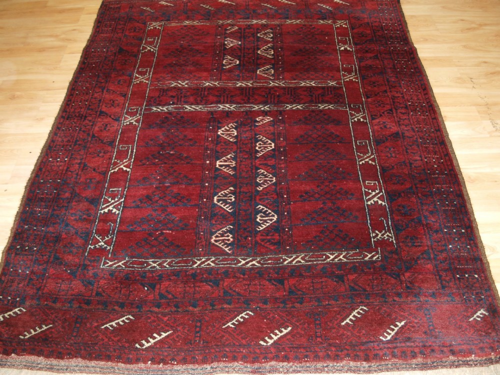 old afghan village rug of ersari turkmen ensi design circa 1920