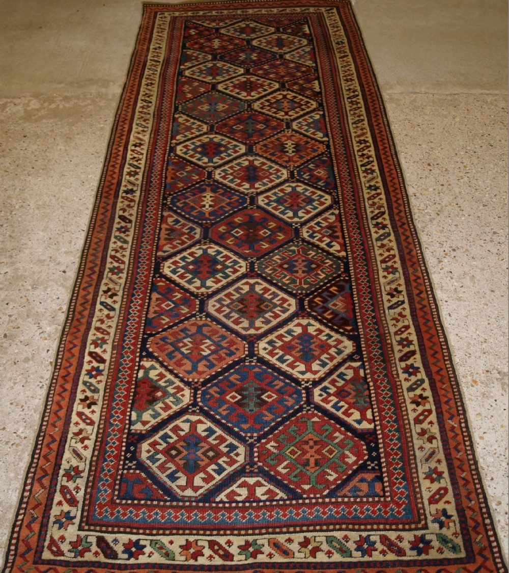 outstanding antique caucasian shirvan runner fine weave superb colours circa 1890