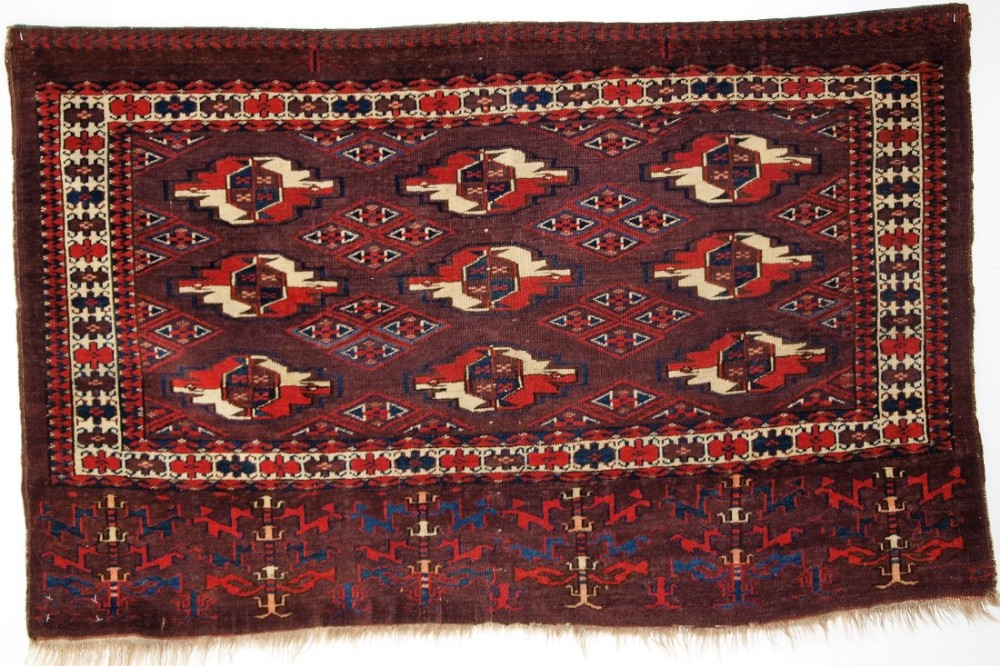 antique yomut turkmen 9 gul chuval great colour superb elem design circa 1870