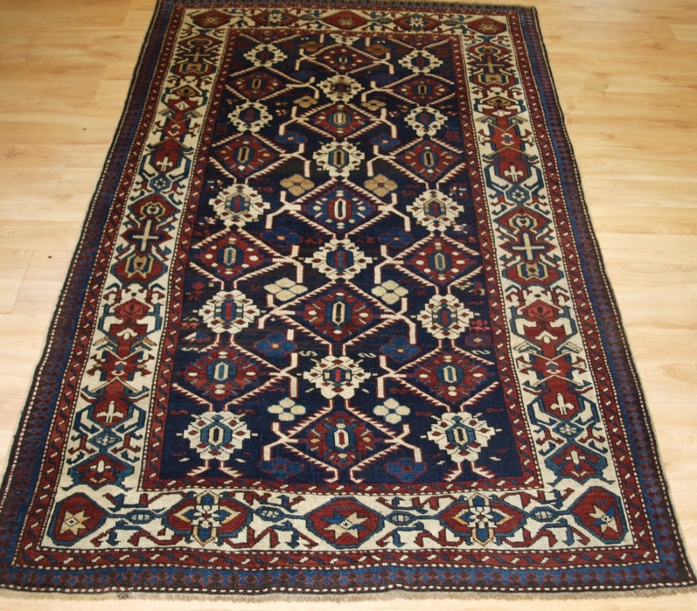 antique caucasian kuba shirvan rug wonderful border design late 19th century