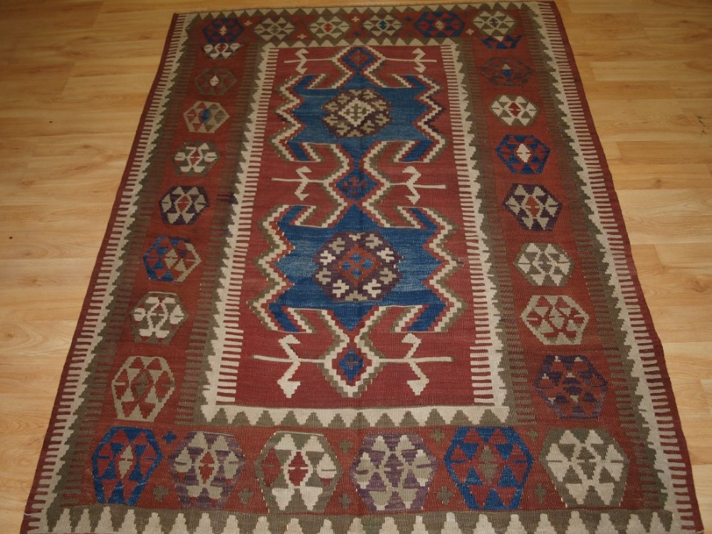 antique turkish konya region obruk kilim of small size circa 1900 1 of a pair 2