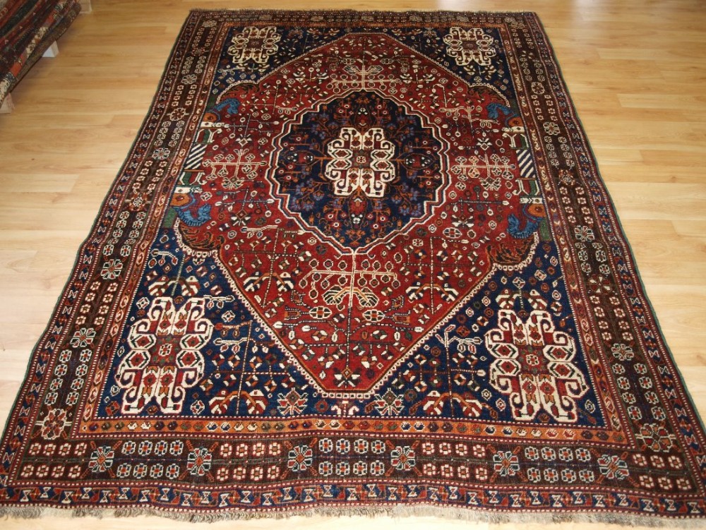 antique qashqai rug traditional tribal design circa 1920