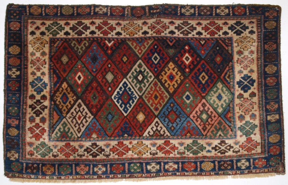 antique jaf kurd bag face with scarce ivory ground border 4th quarter 19th century