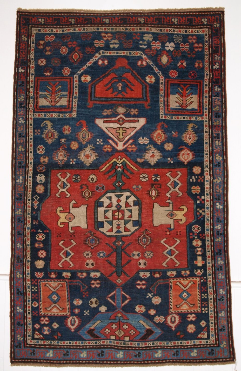 antique caucasian prayer rug karabagh region of scarce design late 19th century