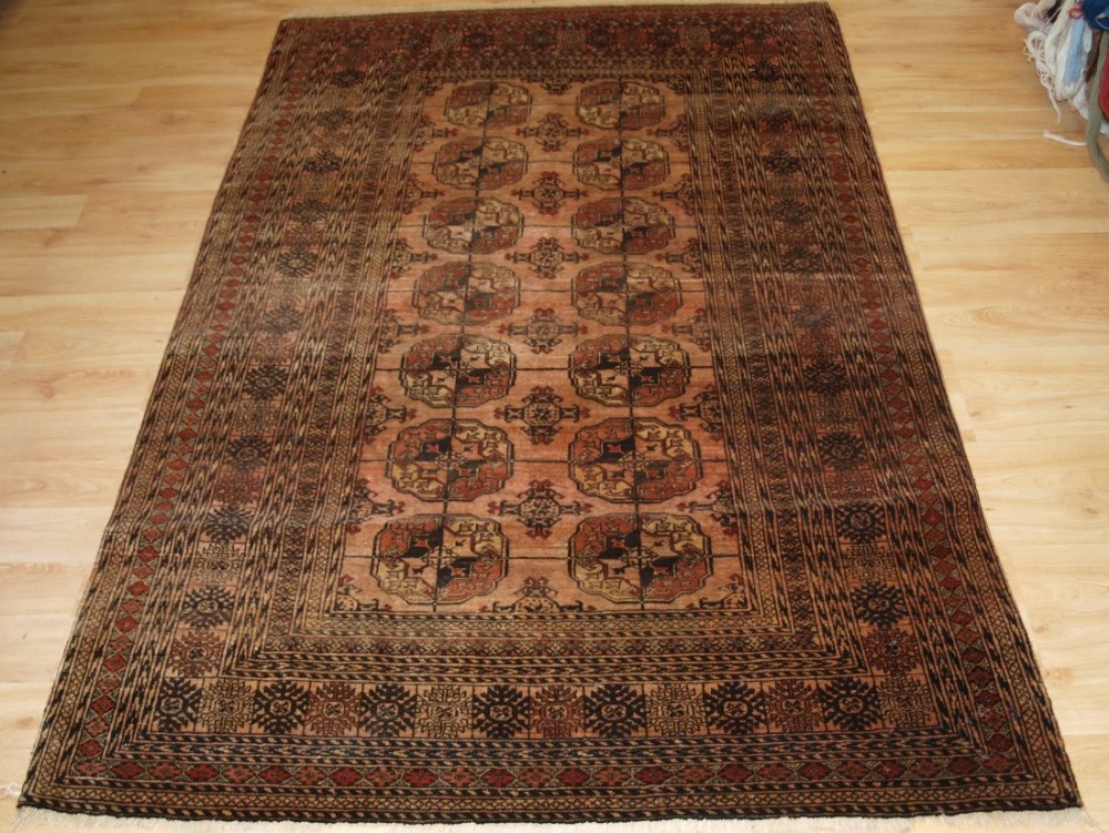 old afghan rug with turkmen design very soft faded colour great furnishing rug circa 1920