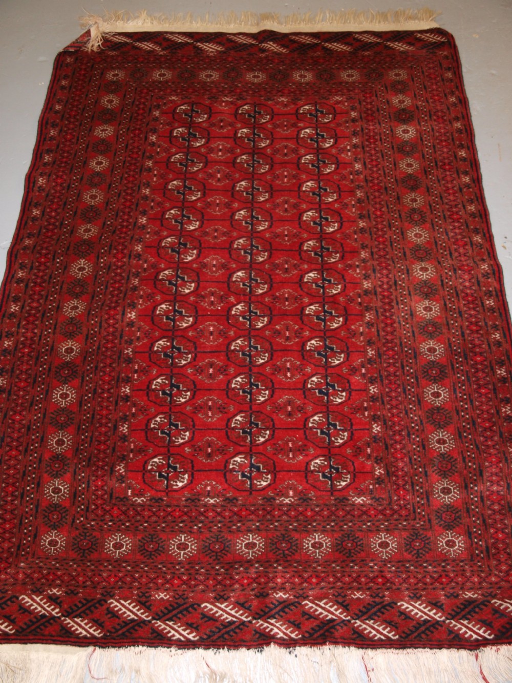 old afghan village rug very fine weave tekke turkmen design circa 1920