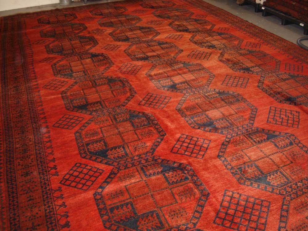 antique afghan sulayman ersari carpet of very large size with exceptional colour circa 1900