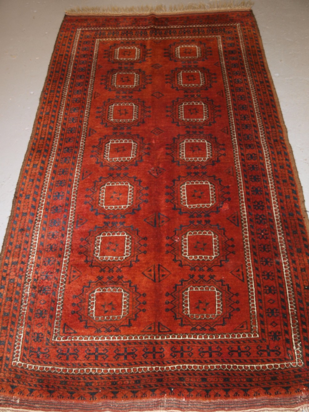 antique afghan ersari turkmen rug aranji village superb colour circa 1900