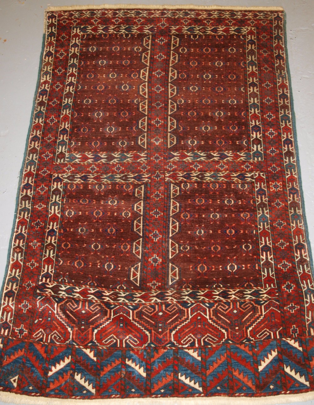 antique yomut turkmen ensi yurt door hanging superb colour 2nd half 19th century