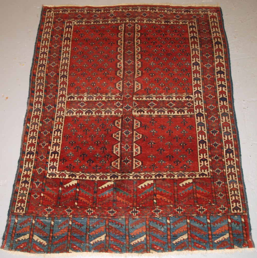 antique yomut turkmen ensi yurt door hanging double tree elem superb 2nd half 19th century