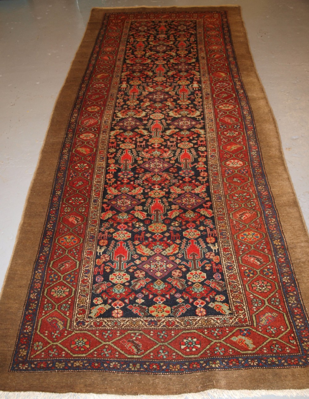 antique sarab long rug superb design and colour circa 1900