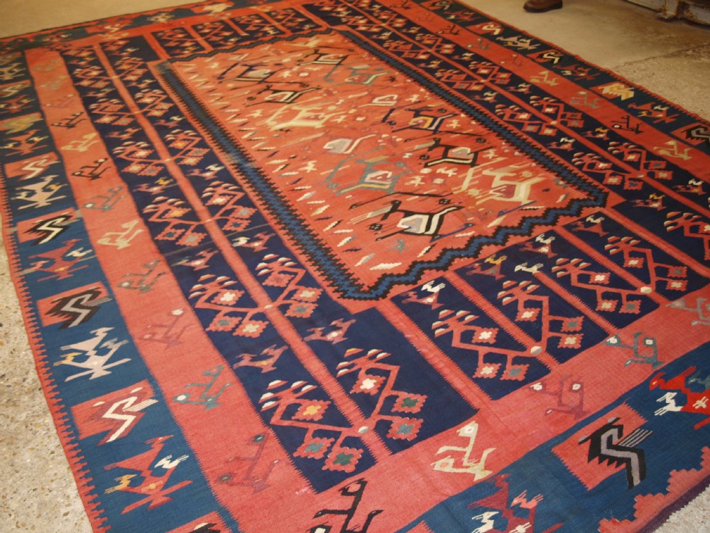 antique balkan sharkoy kilim of large size superb design circa 190020