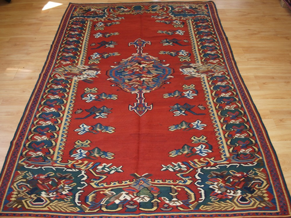 antique bijar kilim with floral design circa 1890