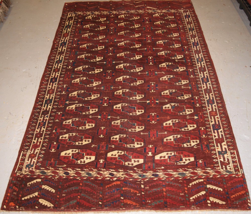 antique yomut turkmen main carpet igdyr tribe rare format outstanding condition 19th century