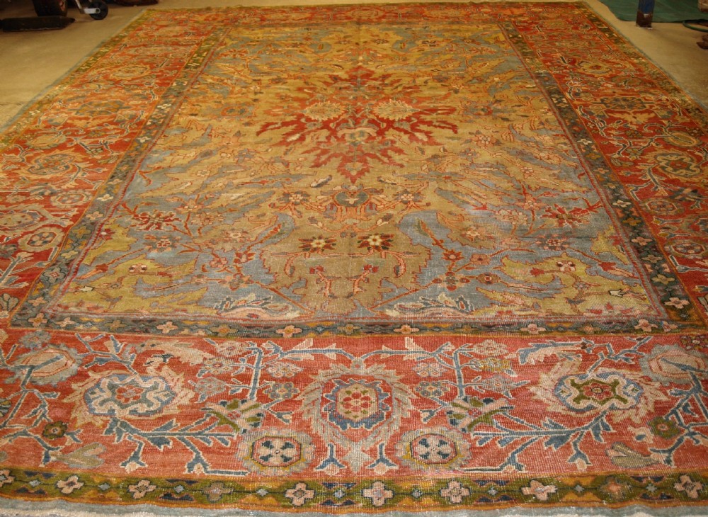 antique ziegler carpet with outstanding design and colour country house carpet circa 187080