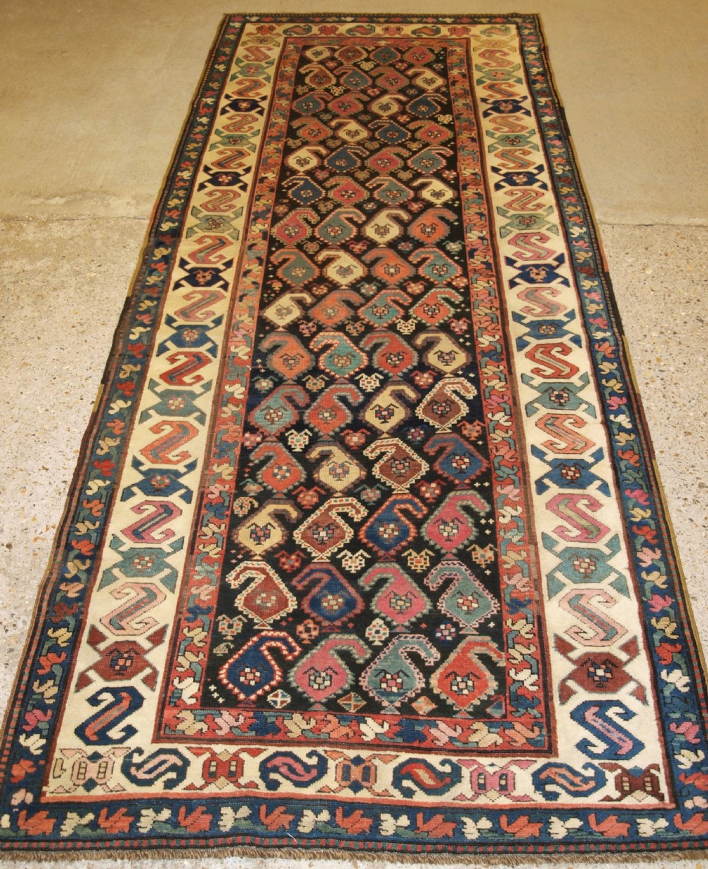 antique caucasian karabagh region runner colourful boteh design late 19th century