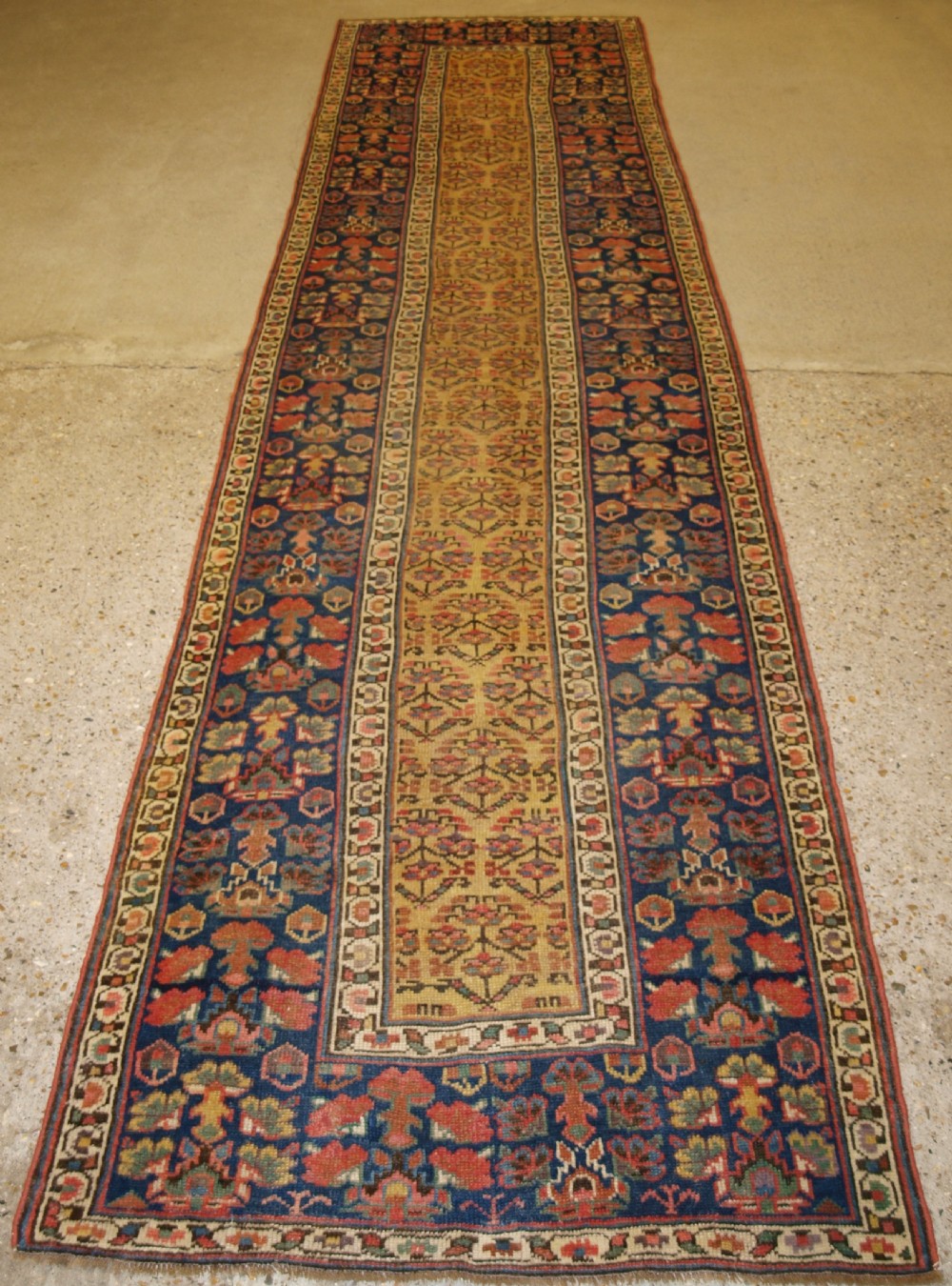 antique kurdish runner shrub design on a yellow ground circa 1880
