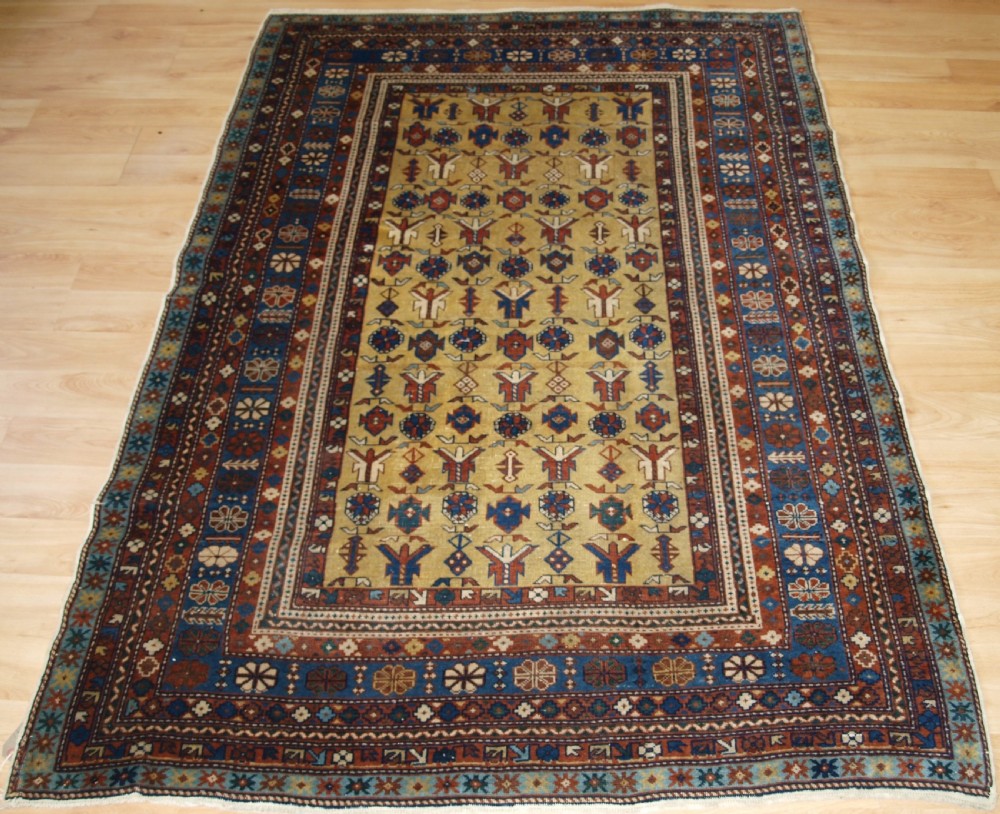 antique caucasian armenian erivan rug on a scarce yellow ground circa 1900
