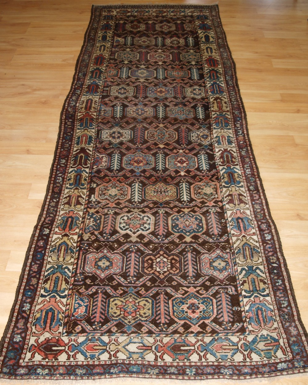 antique runner by the luri tribe repeat shield design circa 1900