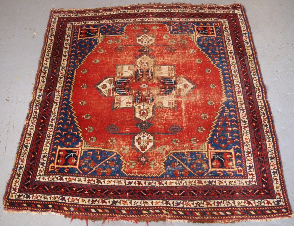 antique afshar tribal rug scarce design as found condition late 19th century