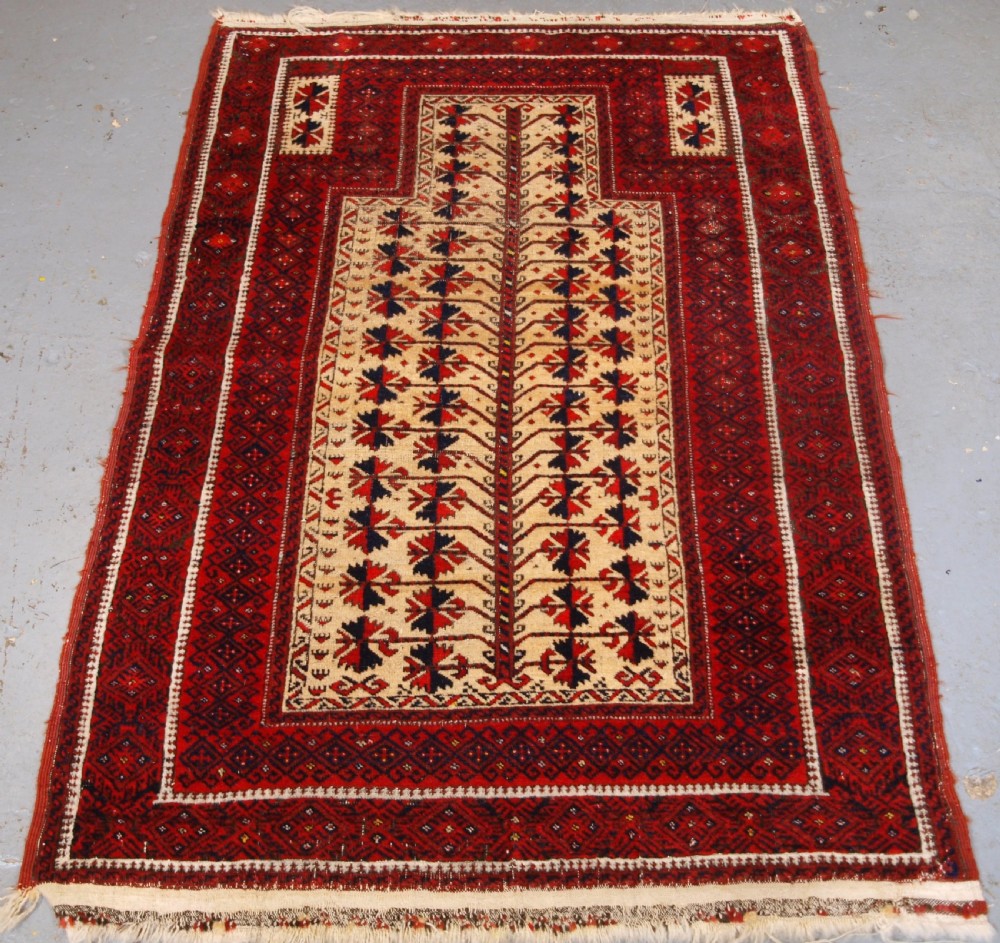 antique baluch tree of life prayer rug very soft circa 1900