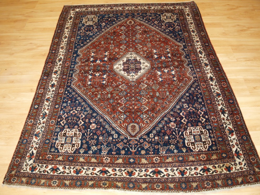 antique abedeh rug qashqai weavers tribal design circa 1920