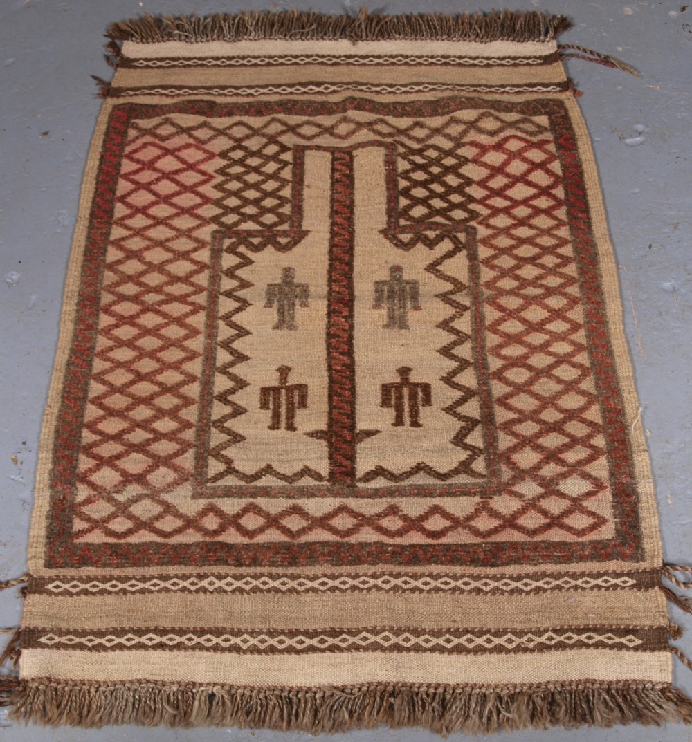old afghan village prayer rug mixed technique circa 1930
