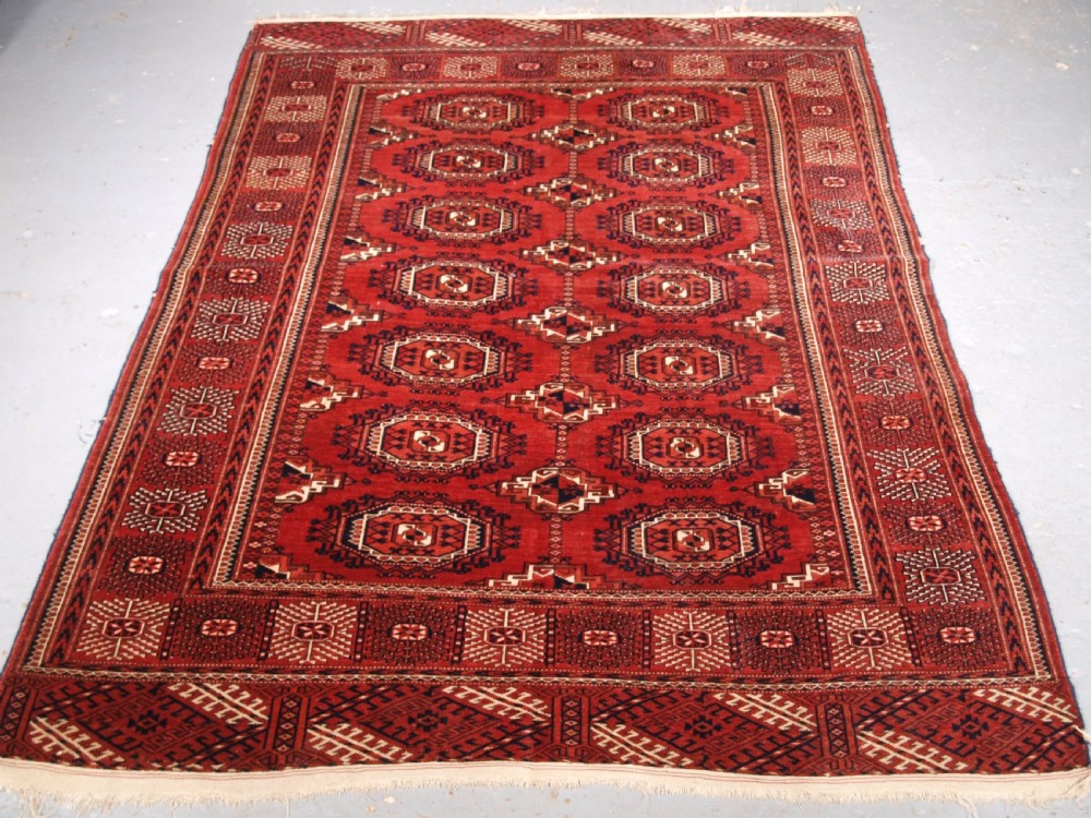 antique tekke or saryk turkmen rug turreted guls good colour circa 1880