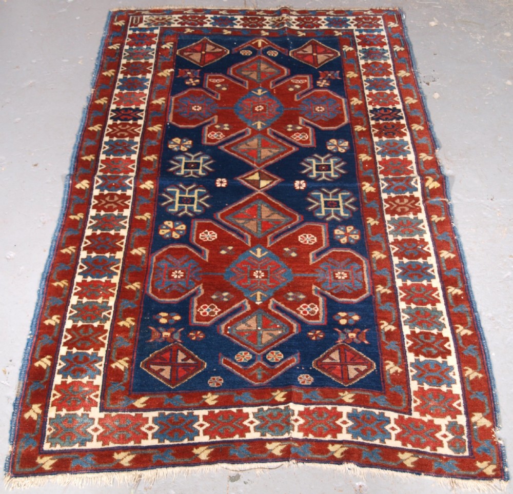 antique caucasian armenian erivan rug two medallion design circa 1900