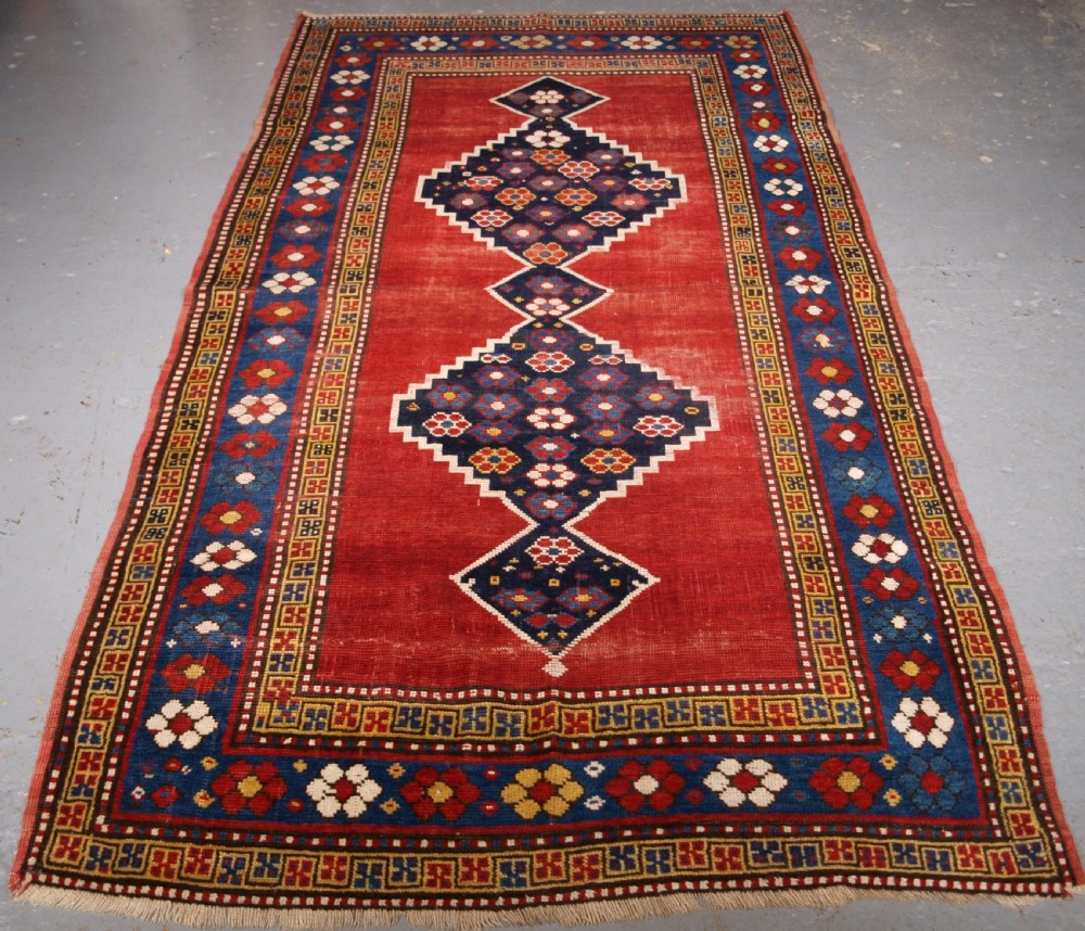 antique caucasian karabagh region armenian kazak rug circa 1890