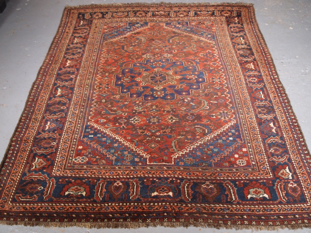 antique khamseh baharlu tribal rug single medallion circa 190020