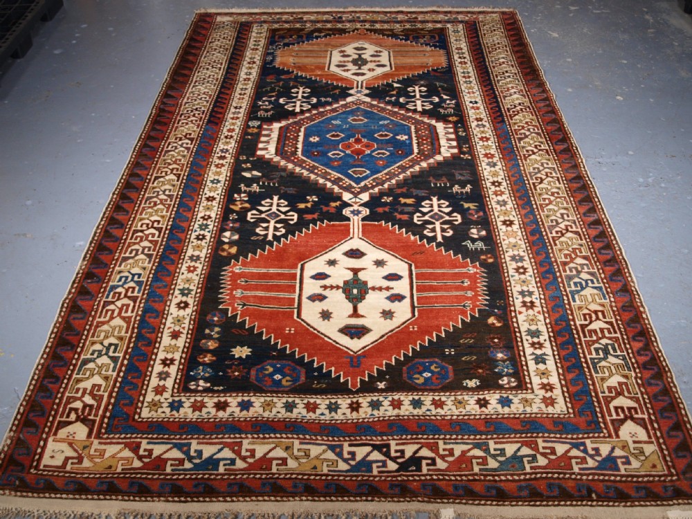 antique caucasian shirvan medallion rug of large size circa 1890