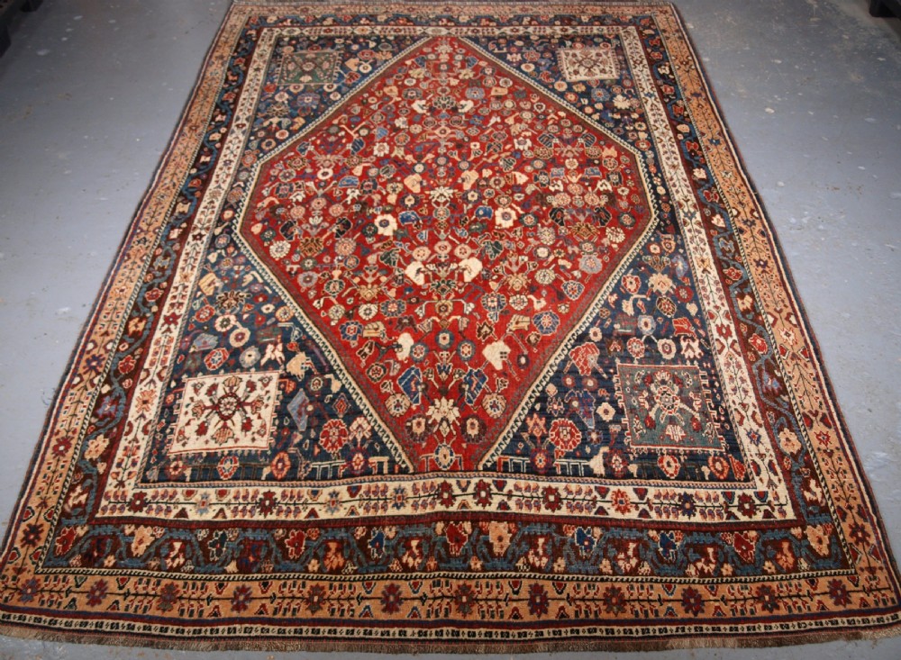 antique qashqai kashkuli rug floral design circa 1900