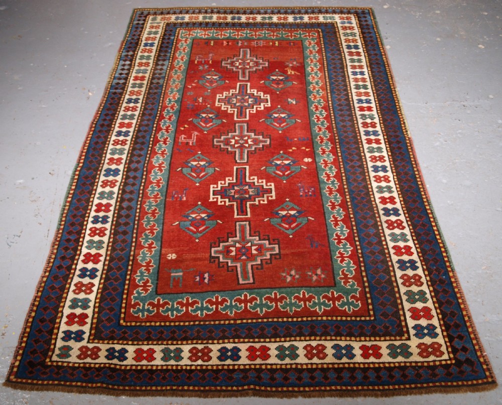 antique caucasian karabagh region kazak rug circa 1900