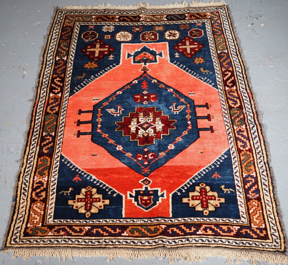 antique caucasian derbent rug single medallion circa 1900
