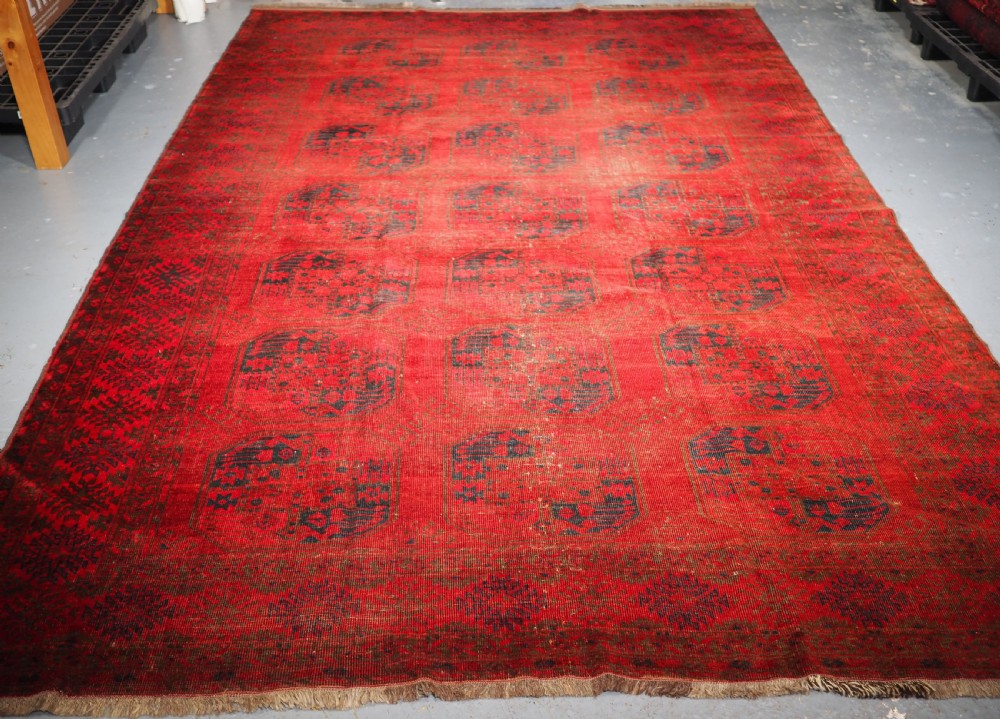 antique afghan ersari village carpet with wear hard wearing circa 190020