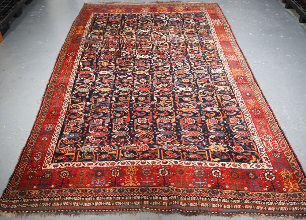 antique tribal khamseh rug with outstanding design and colour circa 1870