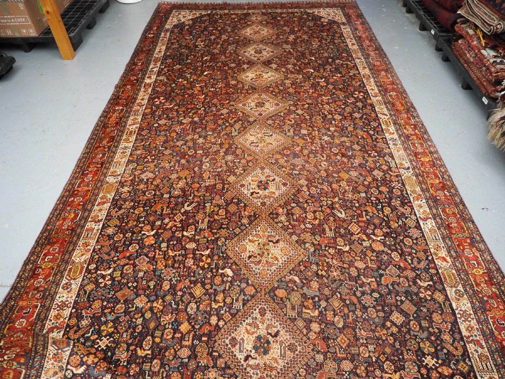 antique kelleh or khan carpet by the khamseh tribe very large size circa 1880