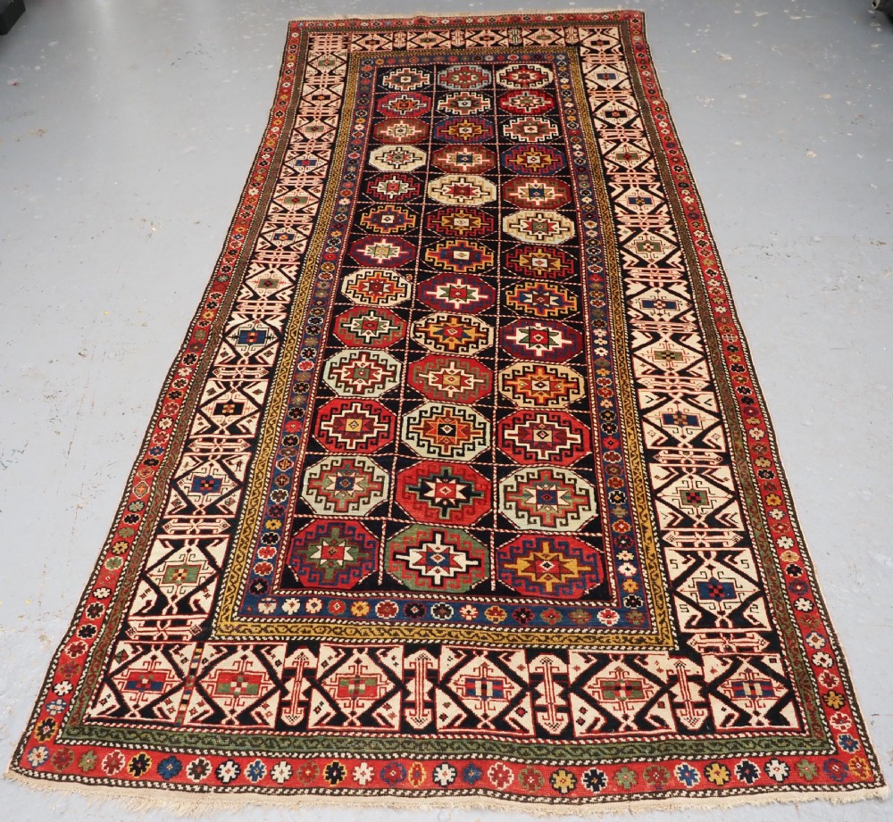 antique caucasian shirvan long rug dated 1855 superb colour and condition