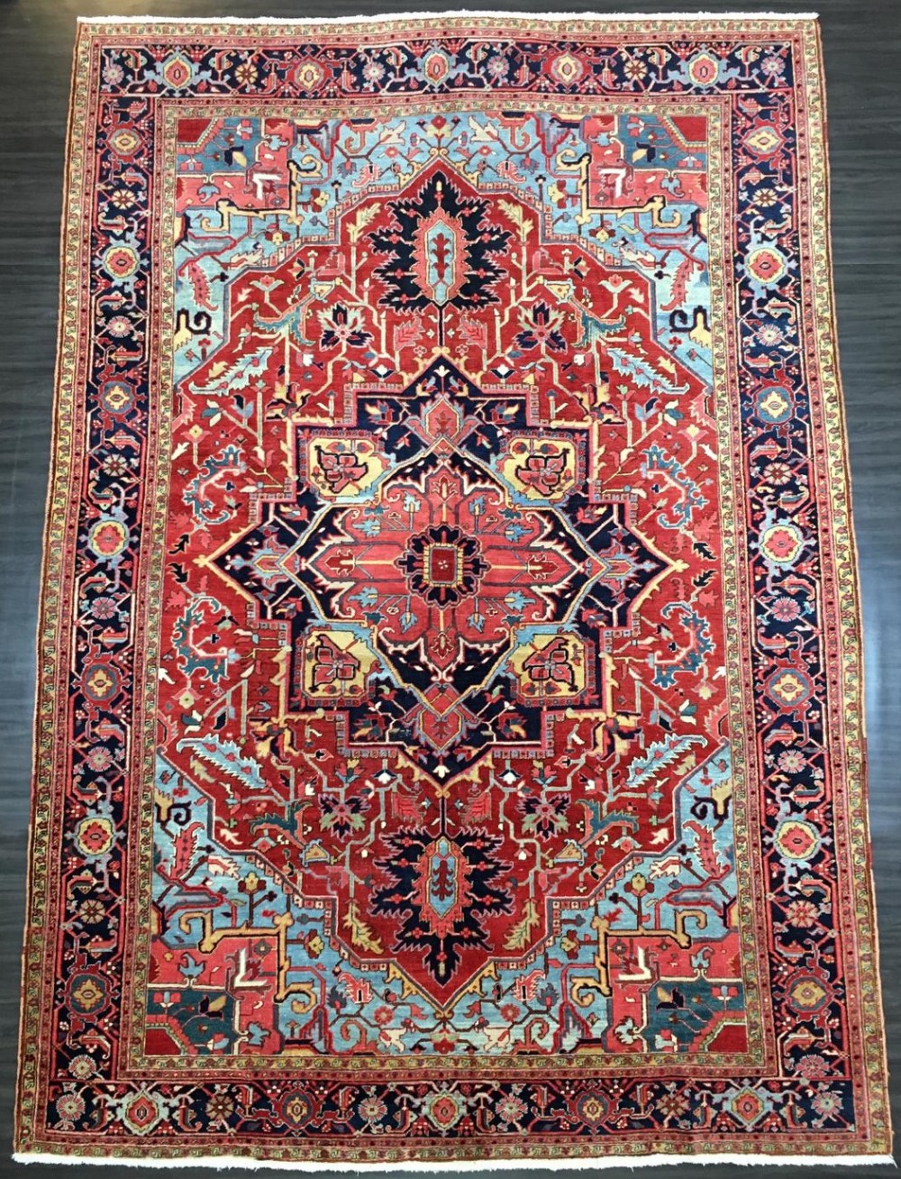 antique country house heriz carpet with outstanding colour circa 1900