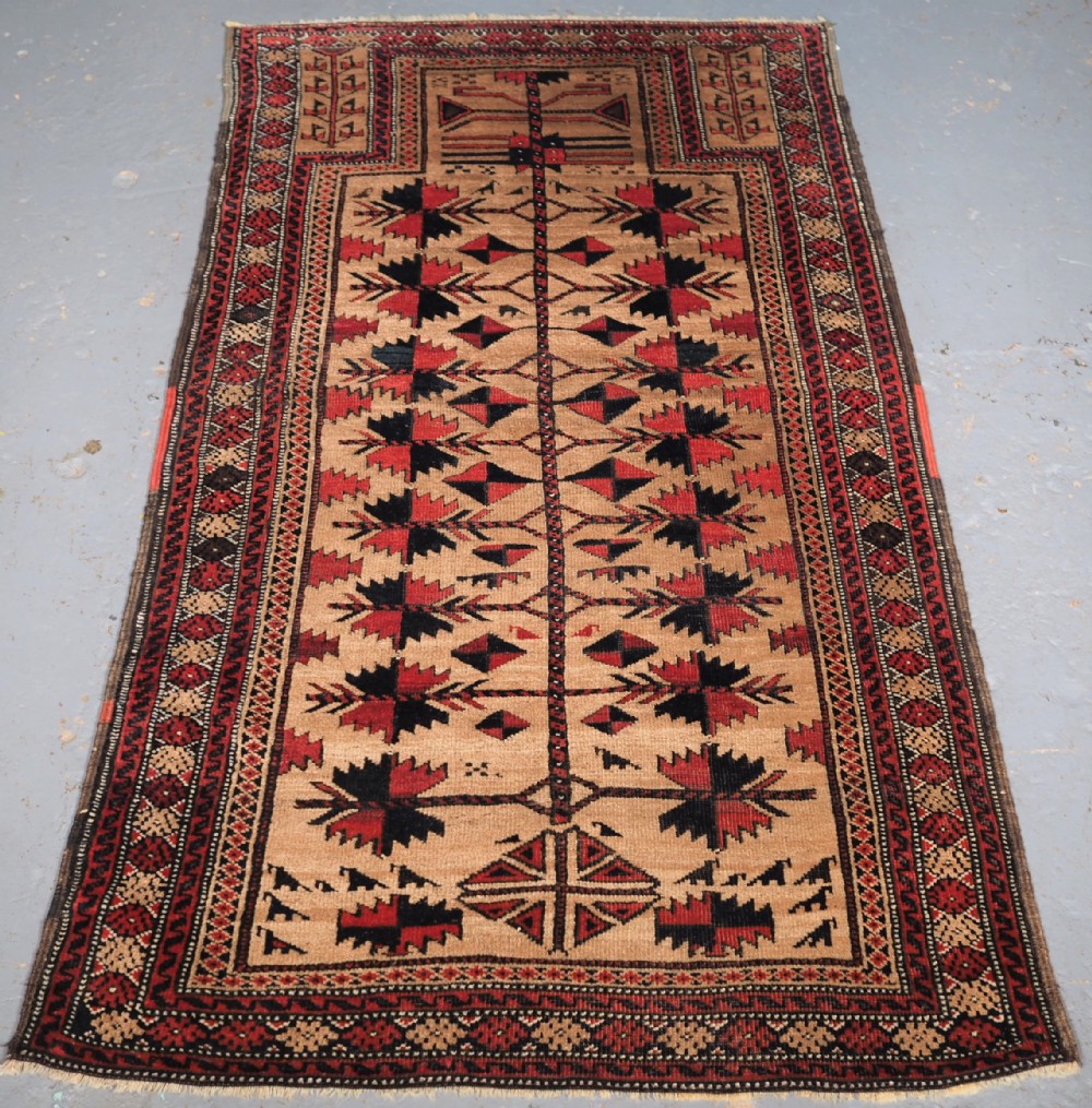 antique baluch rug with camel ground tree of life design circa 1900
