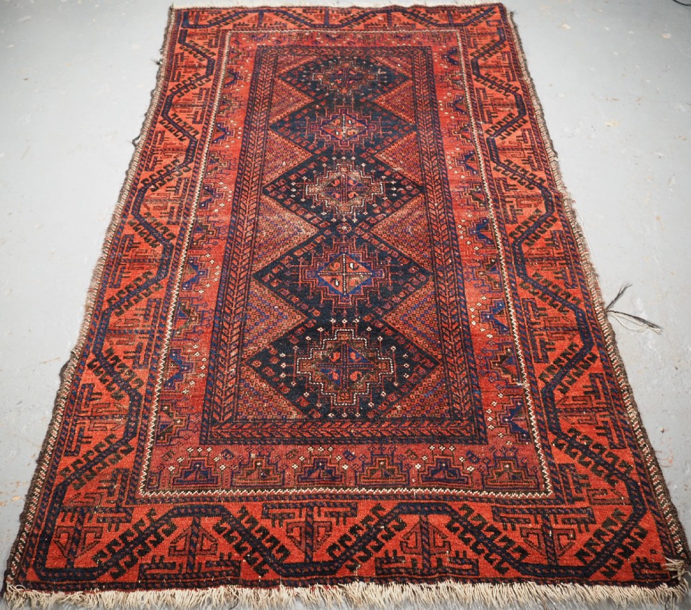 antique ferdows baluch rug of scarce design circa 1900