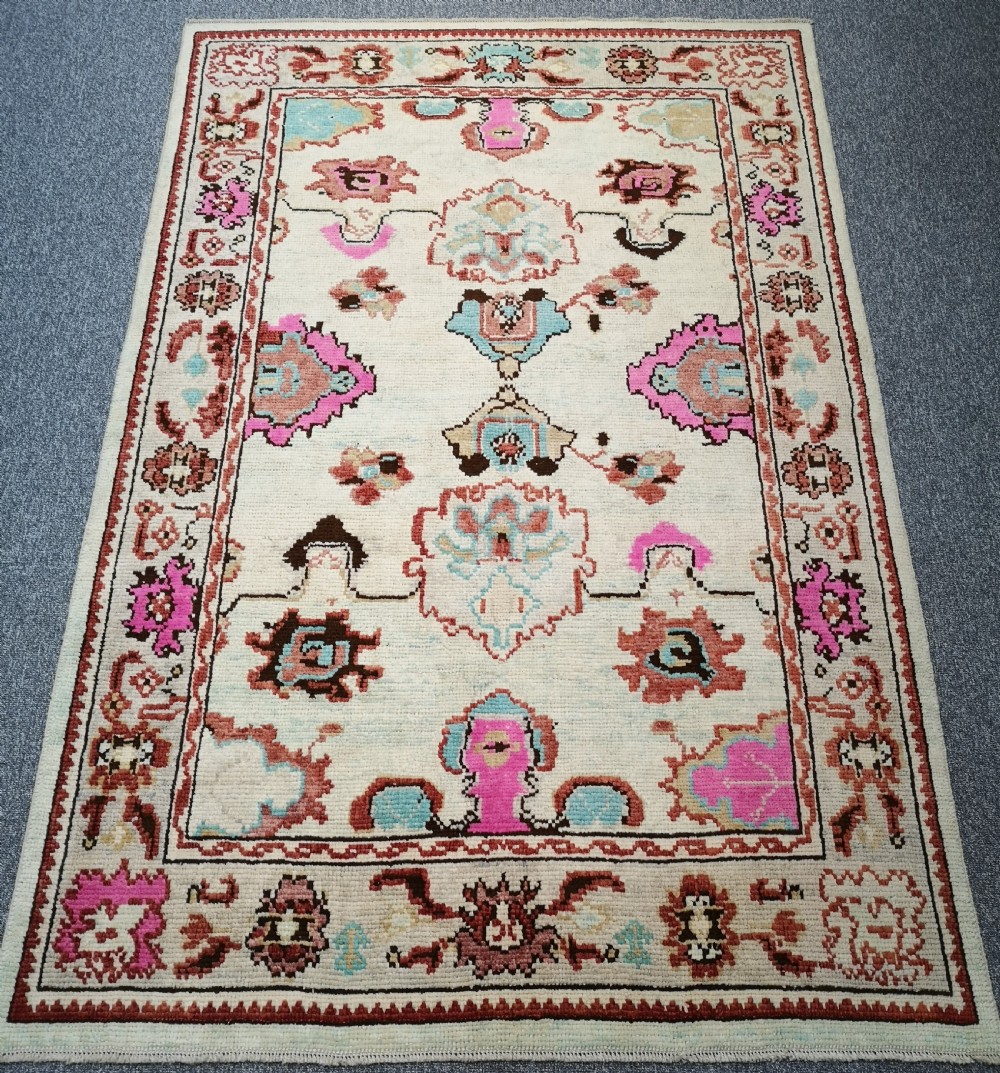 turkish oushak village rug hand knotted with traditional design 244 x 164cm