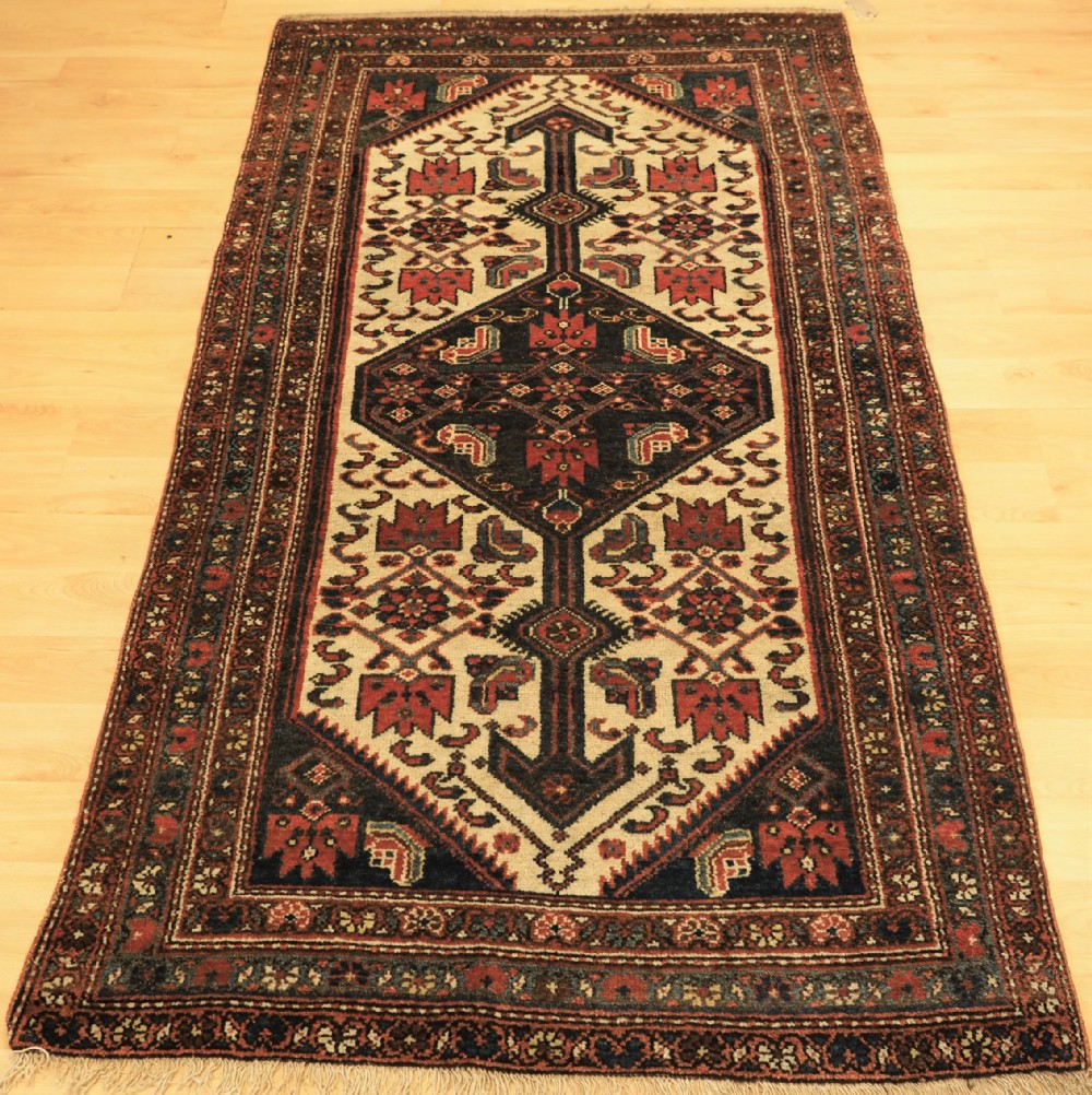 antique hamadan region village rug kurdish weavers circa 1920