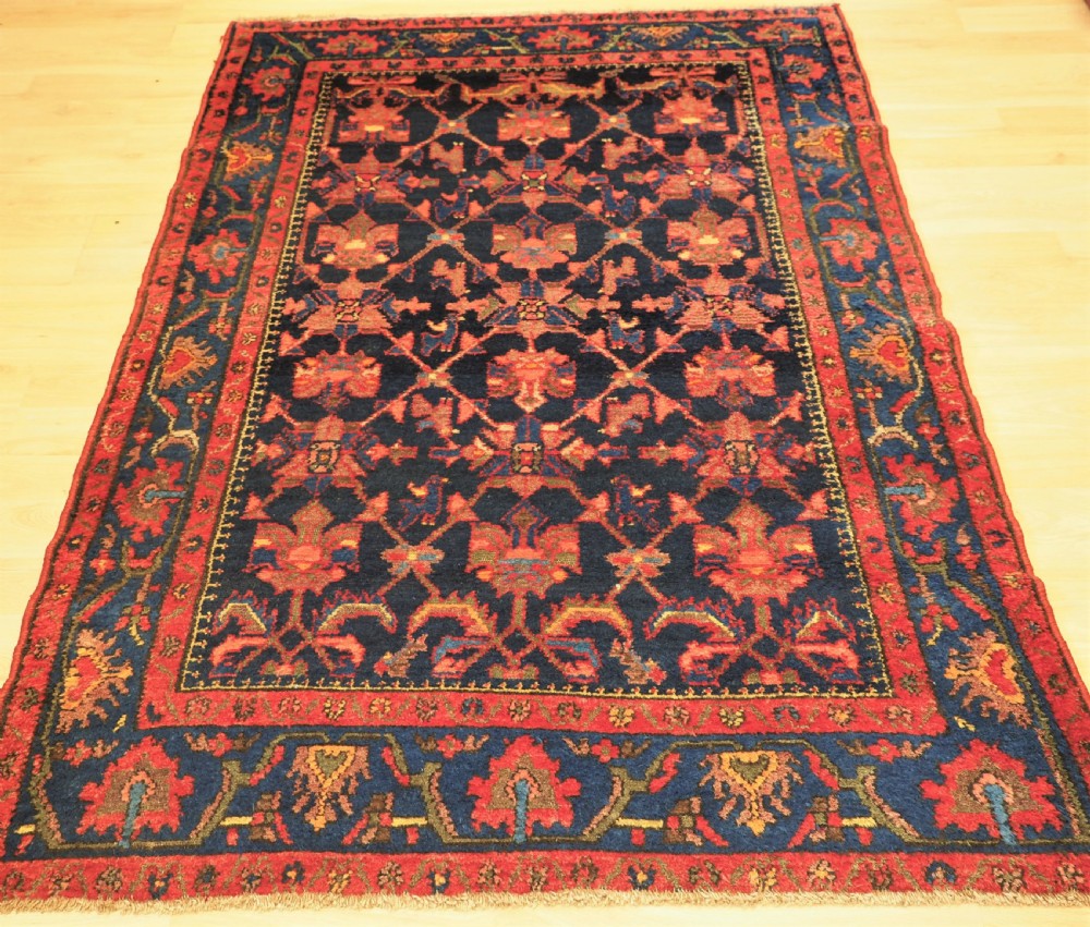 antique hamadan region borodjert village rug with floral lattice design circa 1920
