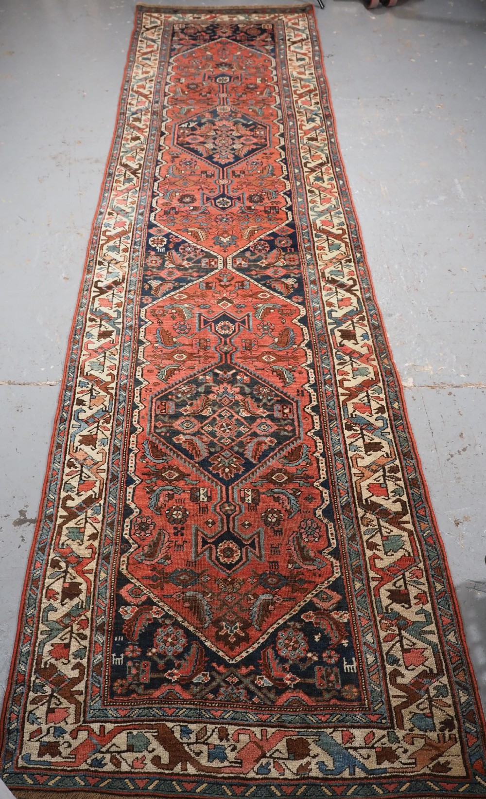 antique bijar runner with linked medallion design circa 1890