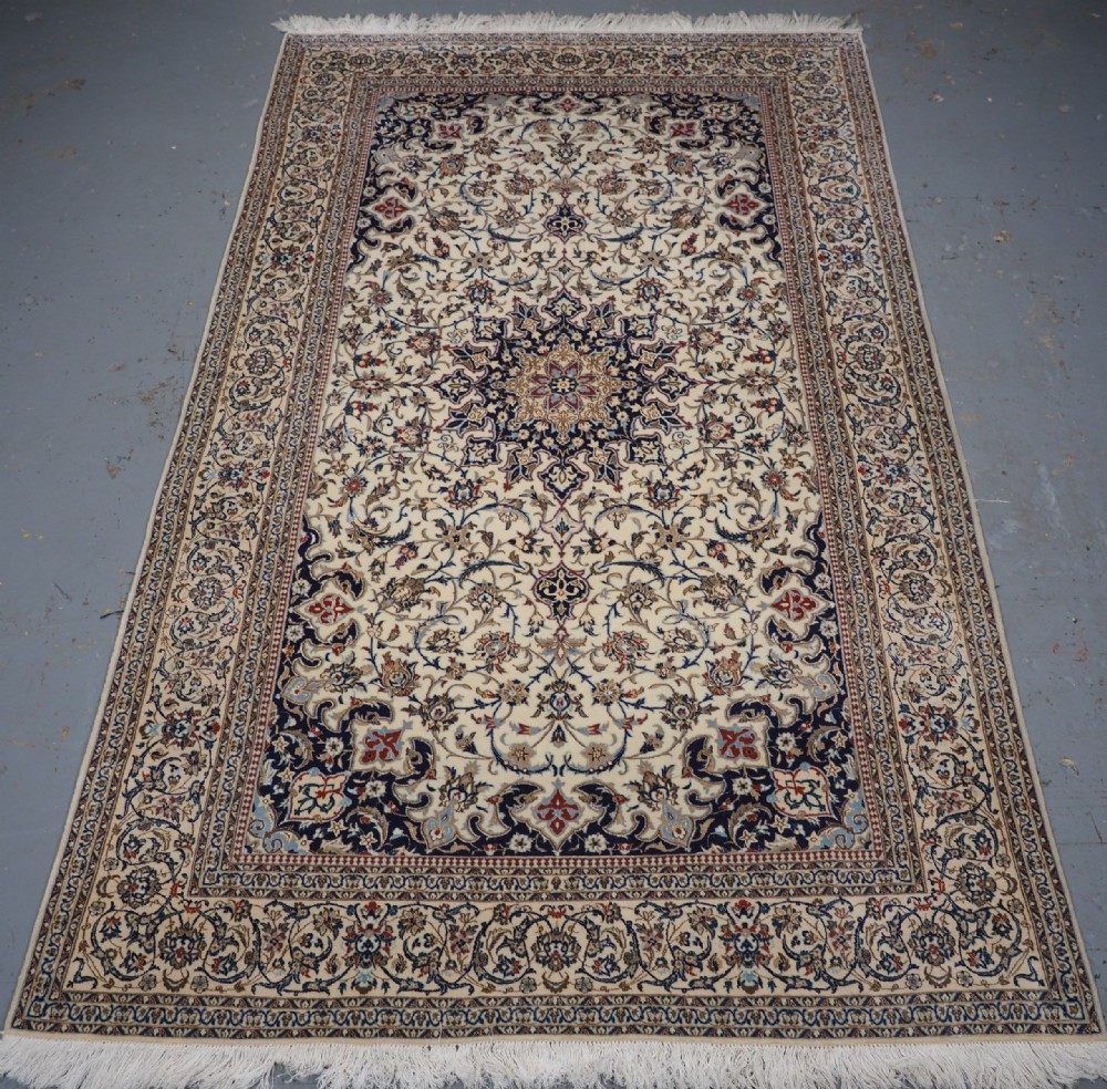old nain carpet of small room size classic design in lambs wool and silk circa 1960