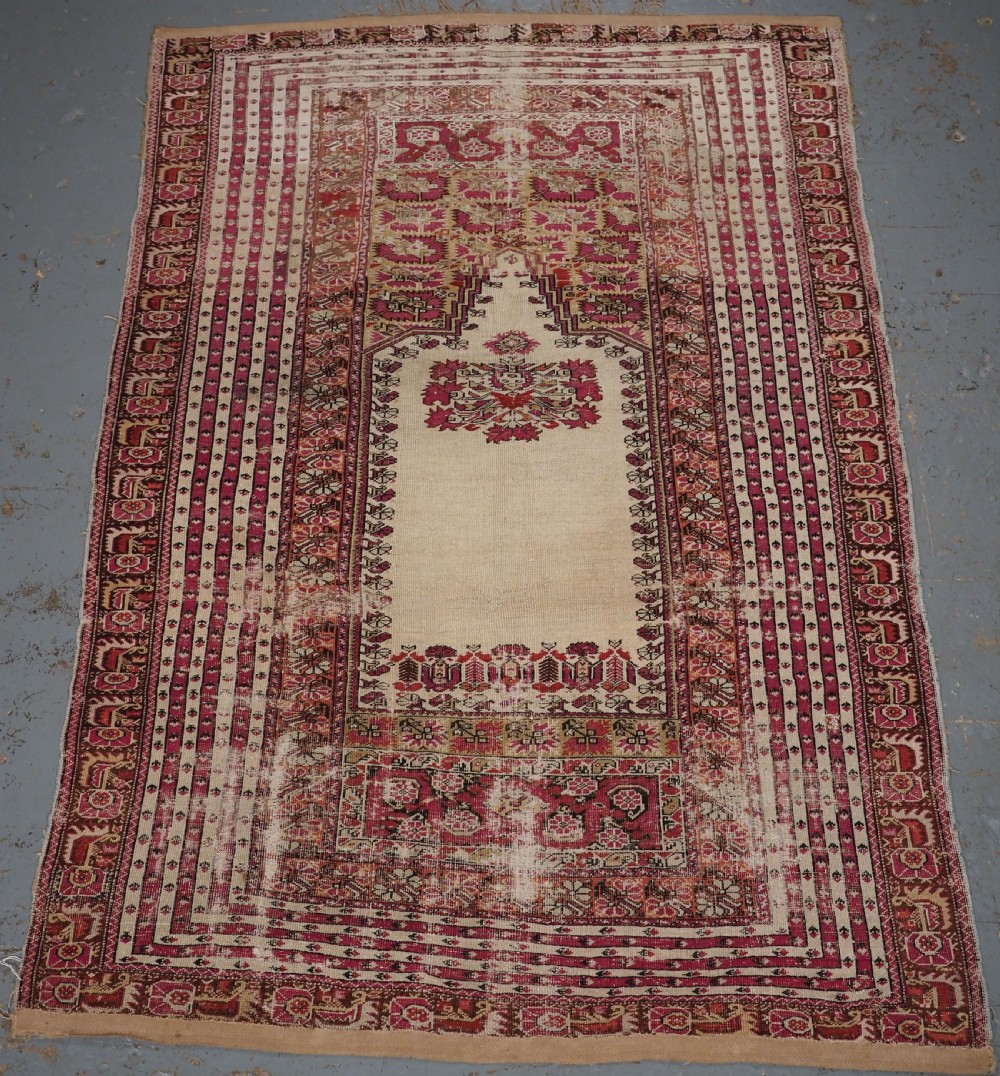 antique turkish ghiordes prayer rug of classic design circa 1800
