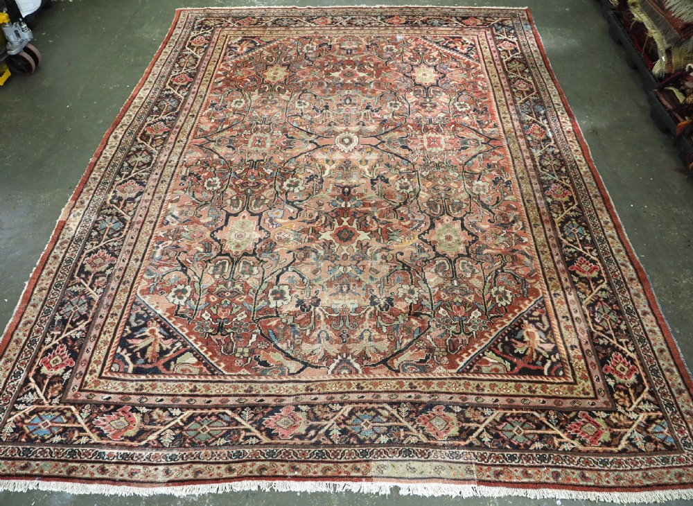 antique mahal carpet soft pastel colours country house look circa 1900